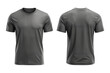© MIkrom - charcoal t-shirt template mockup, front and back view of plain. Png