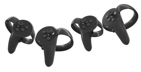 Virtual reality controllers for online and cloud gaming isolated on white background with clipping path. 3D rendering of device for augmented reality or VR