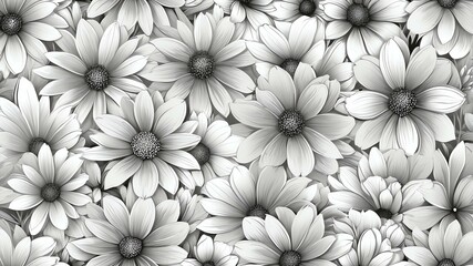 base xl pretty gray theme flowers on white background, egg mosaic style