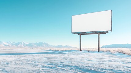 blank billboard on the road Blank Billboard in a Snowy Winter Landscape