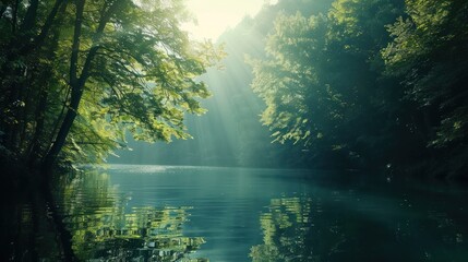 Canvas Print - Serene Lake in a Forest