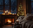 © Юлия Богза - cozy atmosphere of the new year in the room, interior decoration for the new year , 2025,