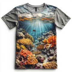 Canvas Print - T-shirt design featuring vibrant underwater coral reef scene.