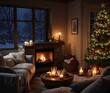 © Юлия Богза - cozy atmosphere of the new year in the room, interior decoration for the new year , 2025,