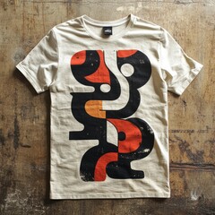 Wall Mural - T-shirt with abstract graphic design in bold colors.