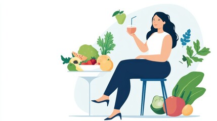 Wall Mural - Healthy Eating Lifestyle with Balanced Vegetable and Fruit Salad on Kitchen Table