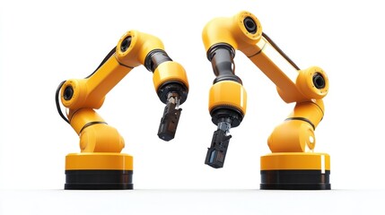 Programming collaborative robots for factory automation, isolated on white background, focusing on CNC and robotics