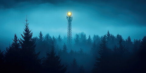 Wall Mural - Misty forest tower