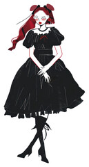 PNG Gothic fashion illustration woman style.