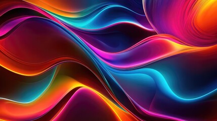 Wall Mural - Gradual transition of bright neon colors flowing seamlessly into one another.