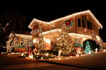 Canvas Print - Christmas Lights House