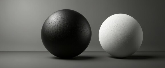 Sticker - Black and white spheres on a grey background.