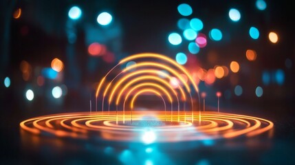 A dynamic shot of a Wi-Fi signal being represented by a series of concentric circles emanating from a router, symbolizing strong and widespread connectivity.