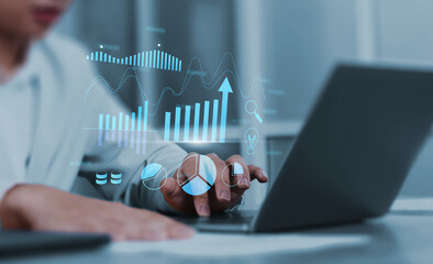 Wall Mural - business analytics tools charts and graphs with statistics to analyze business potential and forecas