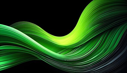 Elegant minimalist composition with green gradient, curved lines and a high-end atmosphere against a black background