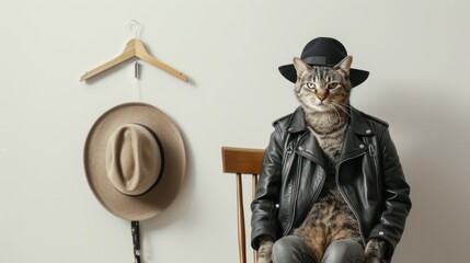 Wall Mural - Cool Cat in a Leather Jacket