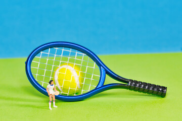 Wall Mural - tennis player in front of a tennis racket