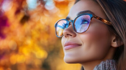 Autumn Landscape Reflection in Glasses