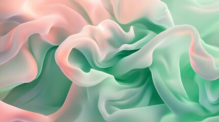 Wall Mural - Green and pink pastel flowing abstract shapes. Creative smooth texture. 4K wallpaper with modern liquid flow. Pattern of light green colors.