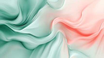 Canvas Print - Green and pink pastel flowing abstract shapes. Creative smooth texture. 4K wallpaper with modern liquid flow. Pattern of light green colors.