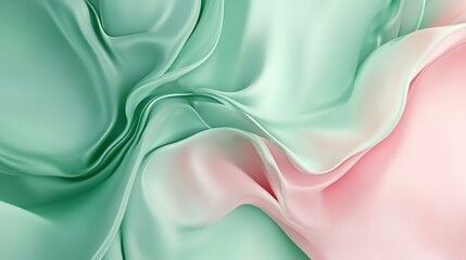 Canvas Print - Green and pink pastel flowing abstract shapes. Creative smooth texture. 4K wallpaper with modern liquid flow. Pattern of light green colors.