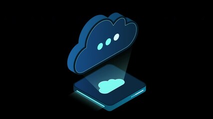 Wall Mural - isometric cloud database animation. cloud computing and file cloud storage. modern technology. motio