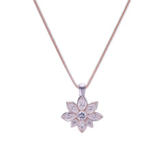 Wall Mural - A gold and diamond flower pendant with a silver chain