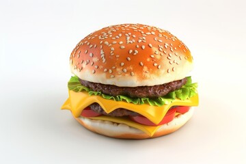 Wall Mural - cheeseburger. 3d render. on white background