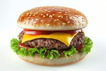 Wall Mural - cheeseburger. 3d render. on white background