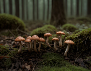 Wall Mural - mushrooms in the forest, mushroom in the forest, orange cap boletus