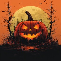 Poster - This big scary pumpkin was generated by stock for the Halloween holiday