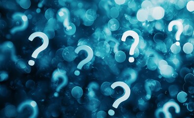 Poster - A two-dimensional illustration of a question mark, a technology abstract background, and a concept of thinking