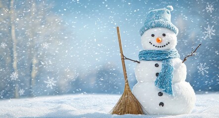 Poster - A Christmas winter background with snow and blurred bokeh. Merry Christmas and Happy New Year greeting card.