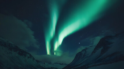 Wall Mural - the northern lights at the night sky with vibrant hues of green, purple glowing