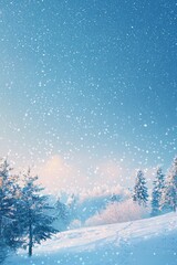 Poster - Scenery with fir trees covered in snow. Postcard of a picturesque winter landscape.
