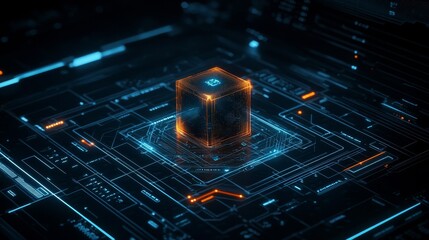 Leinwandbilder - A concept image of a CPU, or central processing unit. It is rendered in 3D.