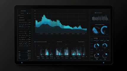 Fototapete - Displaying statistics data on a HUD screen using futuristic technology.