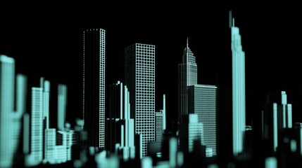 Fototapete - Futuristic Digital Monitor Display Intelligent City Architecture Rendering Illustration Background.