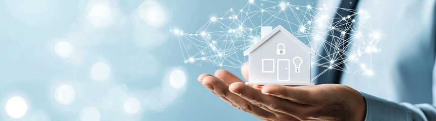 Aufkleber - Future interface for smart home automation. Technology of things with copy space for banners.