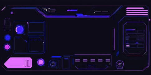 Leinwandbilder - Set holographic pop-up frames or screens with information. Blue transparent screens on dark blue background. HUD, GUI, and UI. Computer game interface.
