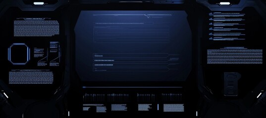 Leinwandbilder - An innovative HUD-style background. Backdrop features holographic portals, frames, a HUD, GUI and UI elements.