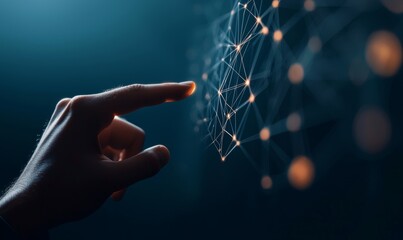 Leinwandbilder - Modern hand-touch interface for digital transformation and metaverse concept. New generation technology and new era of innovation.