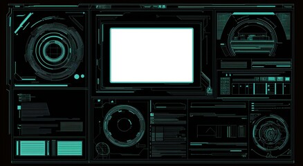 Fototapete - Set futuristic HUD frames and headers, UX and UX design for HUD UI. GUI elements for HUD. Callouts, headers, frames, pointers, info, and dialog boxes.