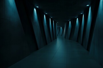 Fototapete - Black room with futuristic sci-fi background.
