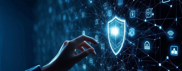 Aufkleber - An entrepreneur uses fingerprint identification to access financial data. The idea for E-kyc (electronic know your customer), biometric security, and on-the-spot protection against cybercrime is a