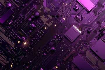 Wall Mural - Illustration of a realistic robot or purple cyber armor. Close-up of equipment for mining crypto-bitcoins and ether, as well as video cards and motherboards.