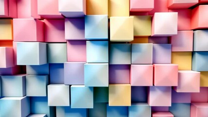 Wall Mural - geometric mosaic pastel cube colorful banner background abstract gradient pastel color