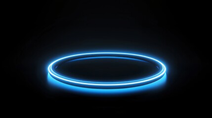 Leinwandbilder - The blue round hologram emits rays of light. The futuristic sci-fi interface glows. We use it for business intro screensavers, tech titles and backgrounds, and news headlines.