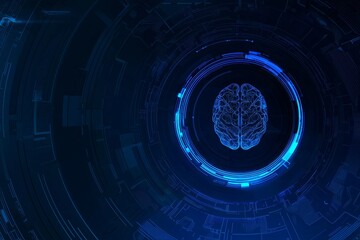 Aufkleber - An online medicine and health concept with a medical hud screen and a brain.