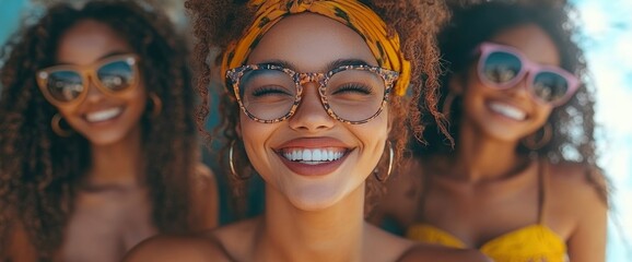 Wall Mural - Happy Diverse Women Friends Enjoying Summer